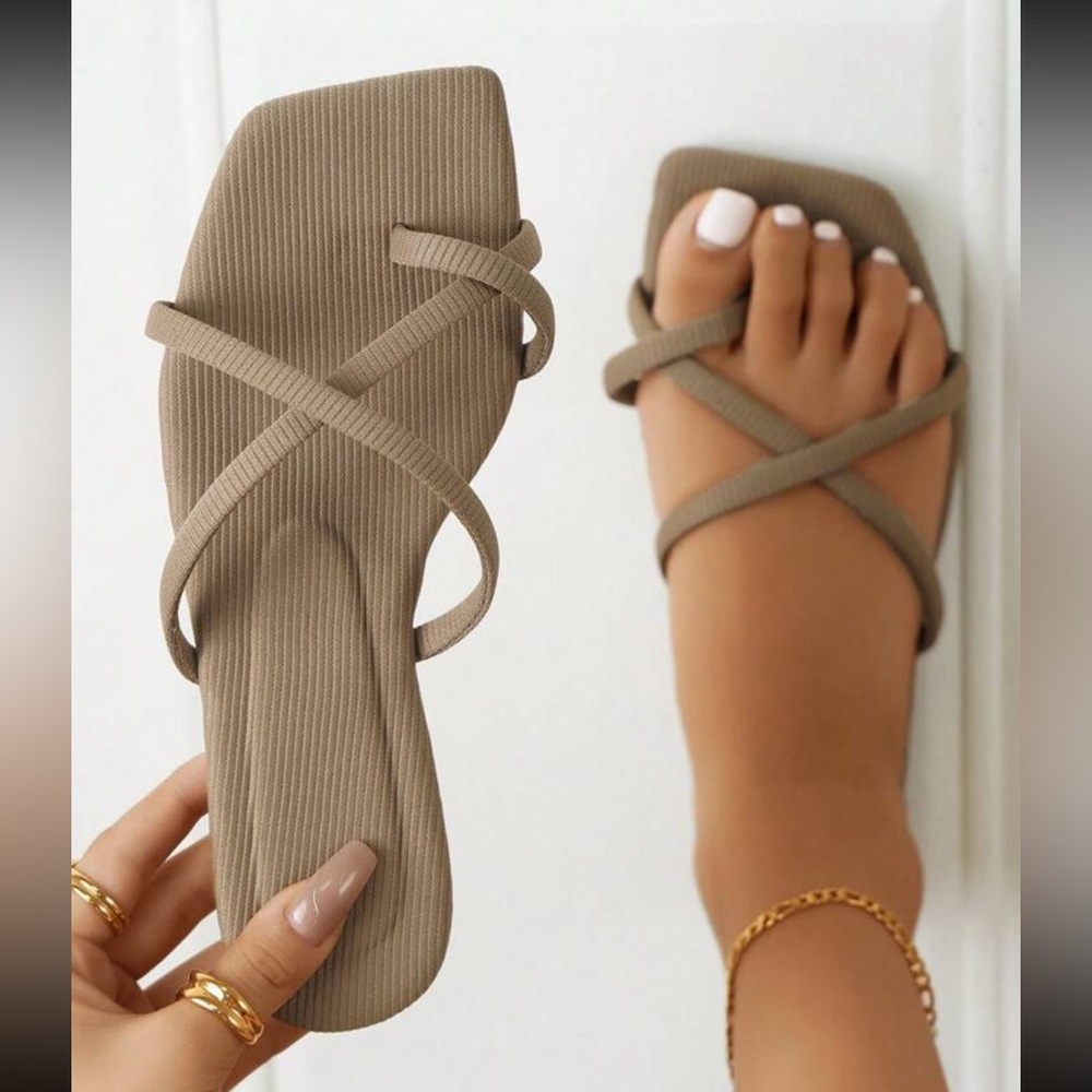 Strappy Khaki Sandals